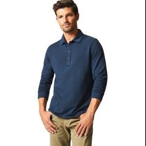 Billy Reid Herringbone long sleeve polo shirt size L